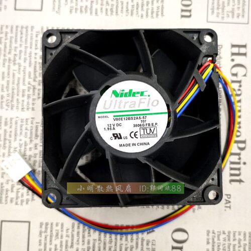 日本Nidec V80E12BS2A5-57 12v 1.95A 8038 8cm 服务器散热风扇