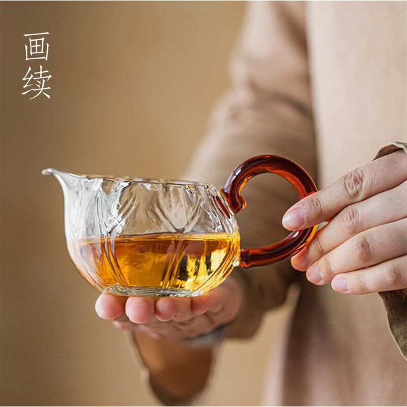 画续玻璃琉韵公道杯耐高温茶水分茶器茶海高档功夫茶具茶道带把