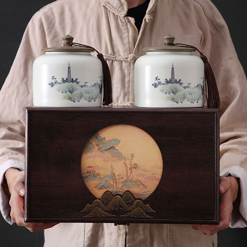 通用茶叶罐包装盒空礼盒装复古陶瓷罐礼品盒红茶白茶龙井绿茶定制