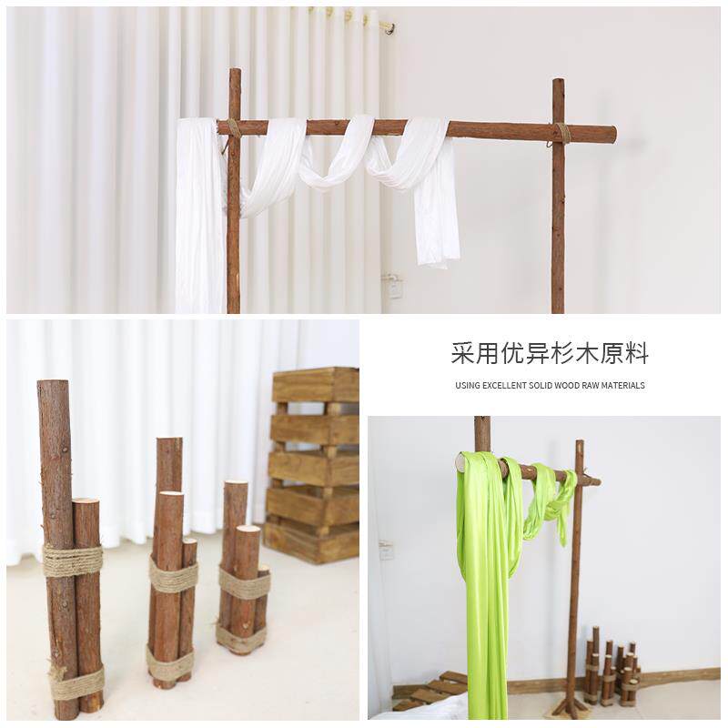 森系木桩拱门结婚实木花门原木带皮杉树木架开业婚庆橱窗背景花架