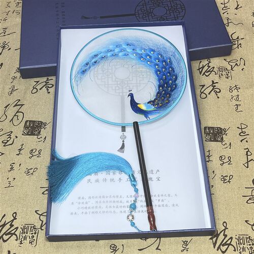 苏绣扇子古风女苏绣双面绣特色中国风工艺礼品摆饰团扇送老外礼物
