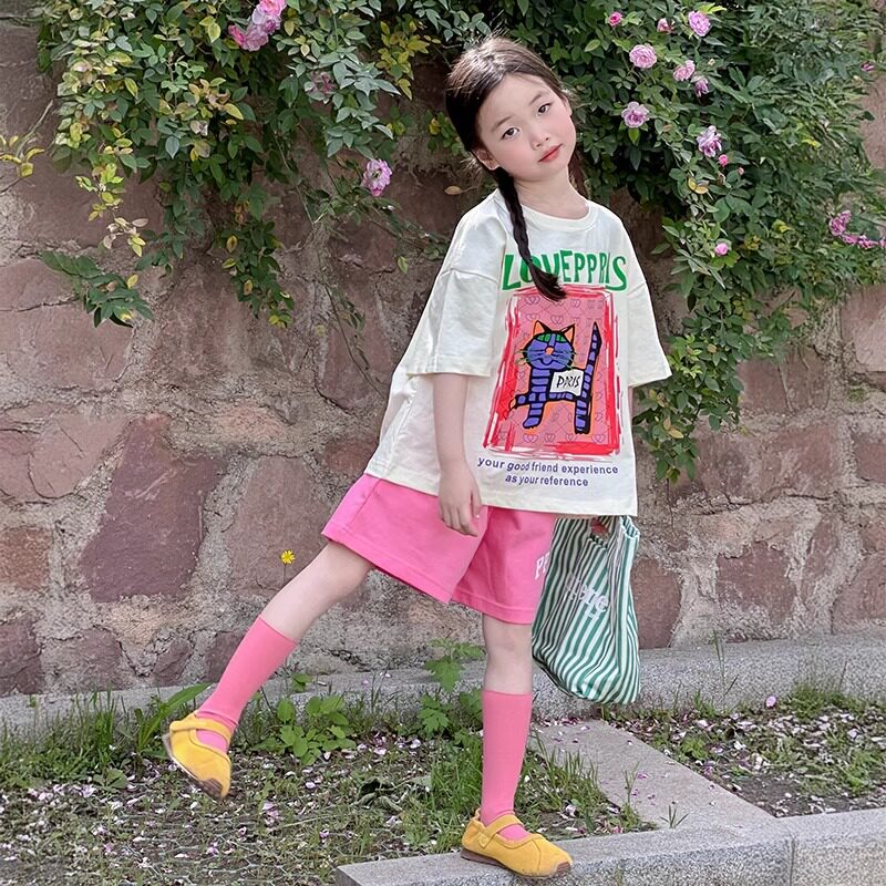 女童短袖短裤套装夏季新款儿童韩版休闲夏日穿搭女孩洋气夏装