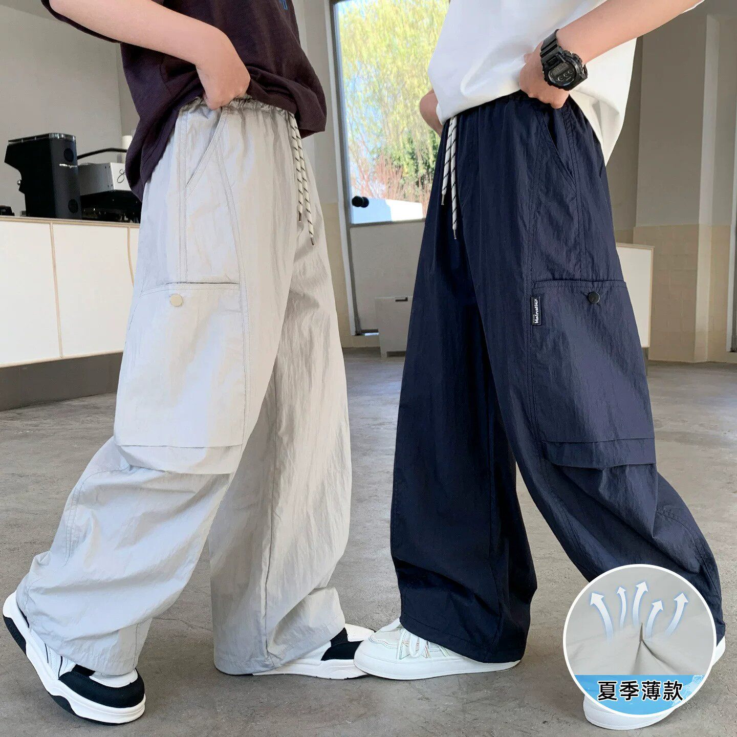 男童冰丝工装裤夏薄新款2026儿童防蚊裤夏天男孩大童速干休闲长裤