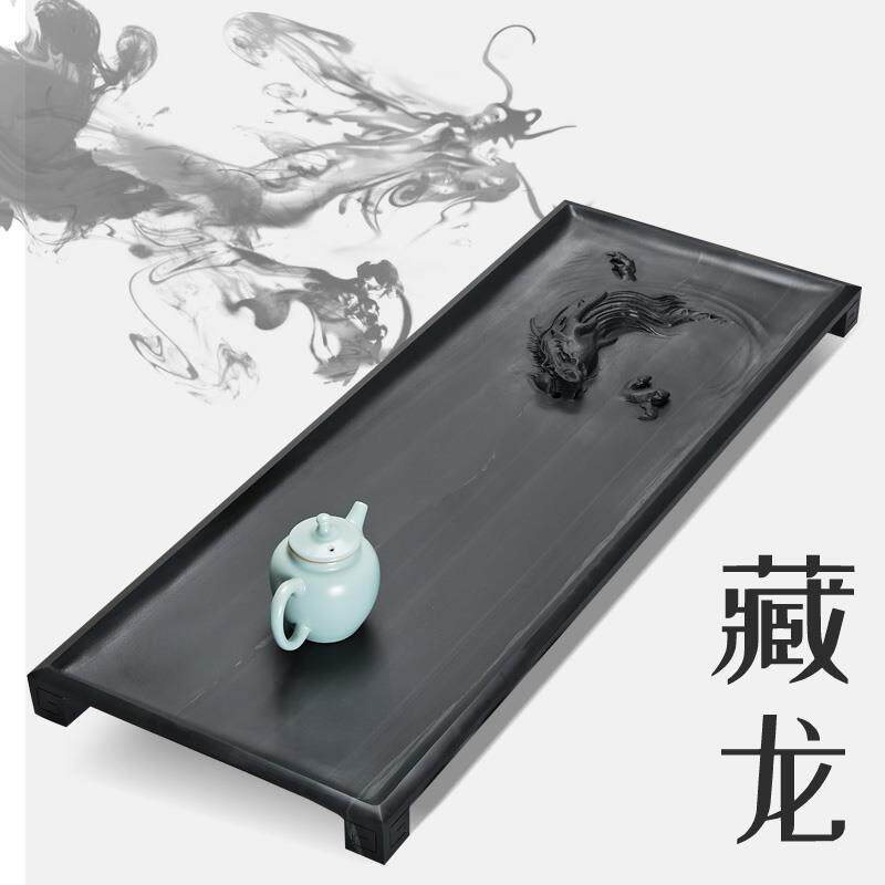 茶锦记皇庭玉石头茶盘家用墨绿砚石茶具托盘整块天然茶台简约客厅