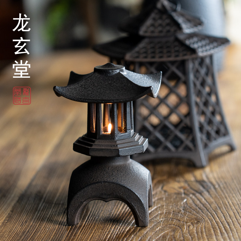 铸铁仿古宫灯烛台灯茶桌摆件雪见灯复古香薰炉吊灯日式茶室摆件
