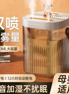 双喷头母婴加湿器usb办公室卧室便携大容量静音大喷雾带氛围灯HH