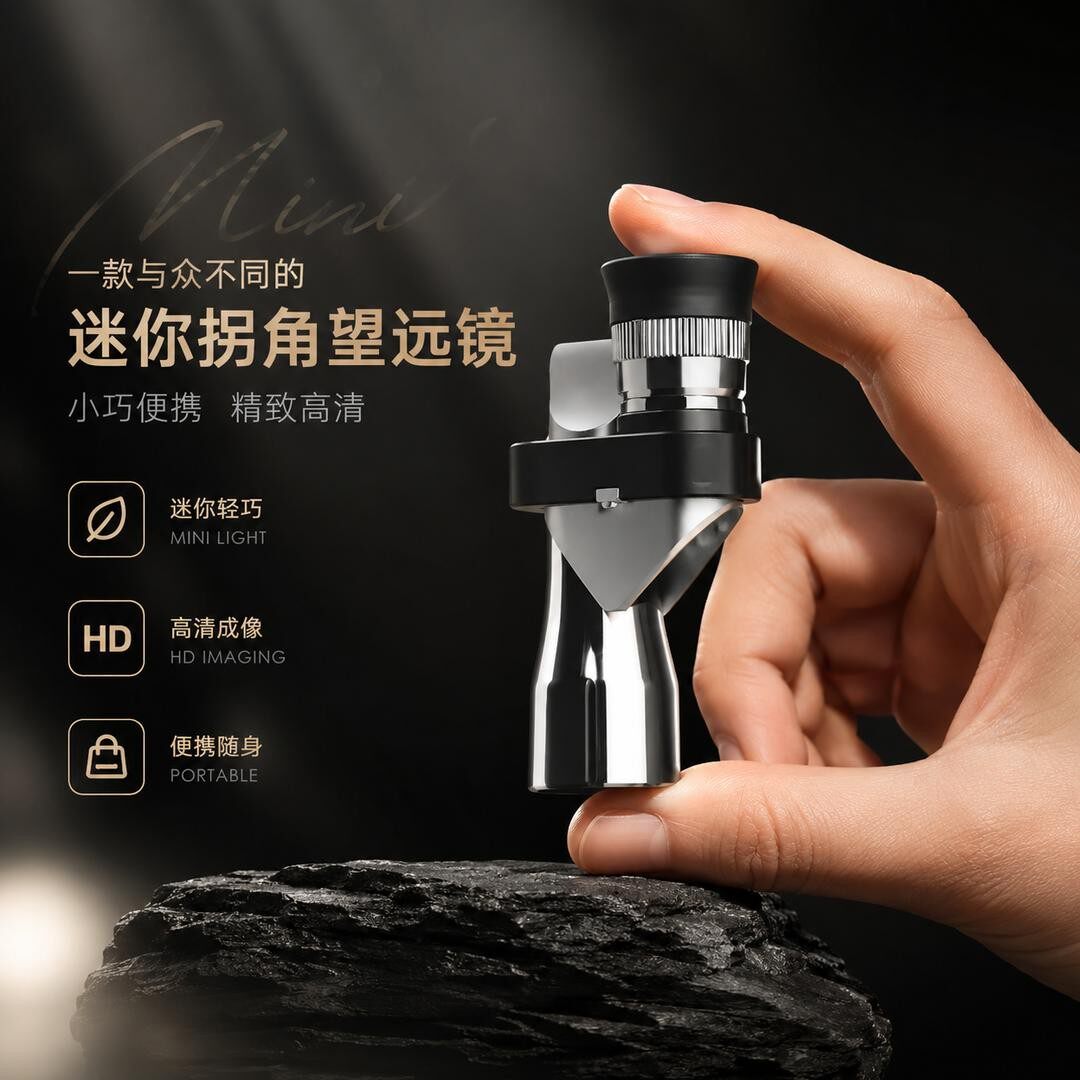 户外高倍高清夜视迷你袖珍便携小拐角单筒望远镜科学实验-x