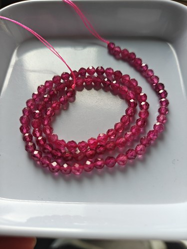 红宝石足球刻面2m，3m，4m隔珠红刚玉手链长度38厘米D1丫饰品配件