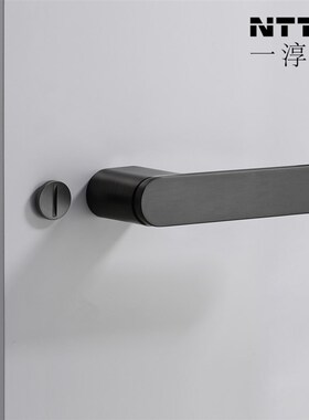 意式黑灰色极简门锁磁吸锁卧室门室内木门简约门把手静音房门锁