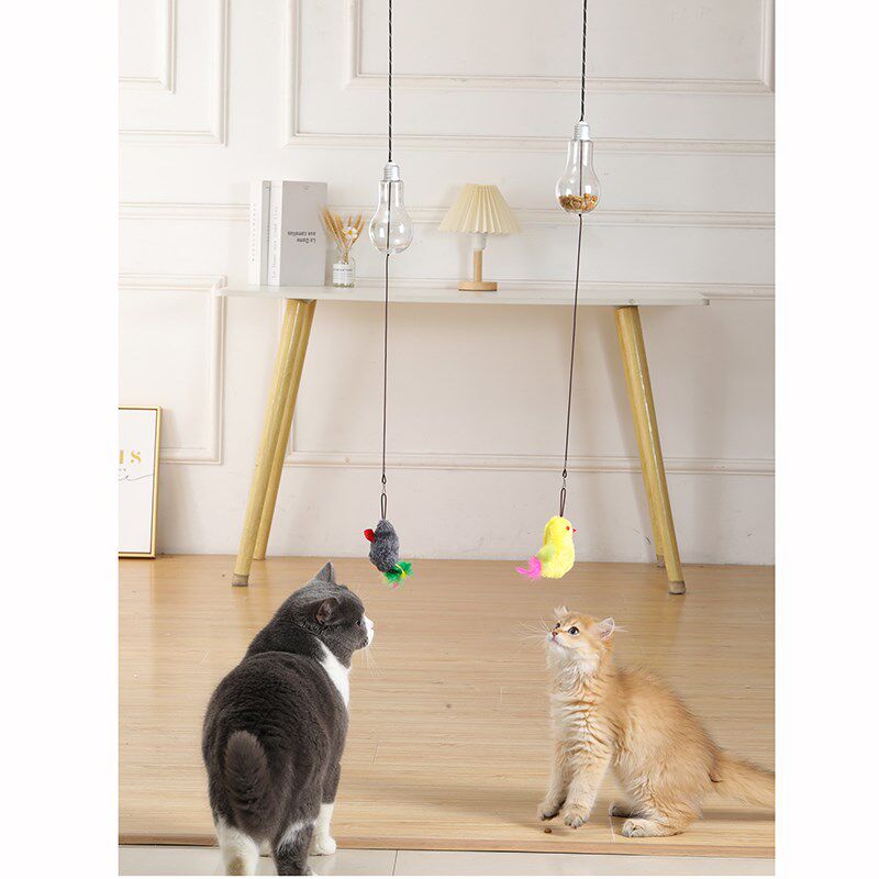 悬挂发声叫叫老鼠猫粮零食冻干自嗨漏食球可替换头猫玩具