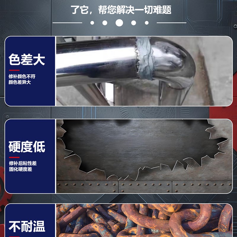 铝合金专用修补剂铝合金模具金属五金油箱修补钢材质加工机械打磨