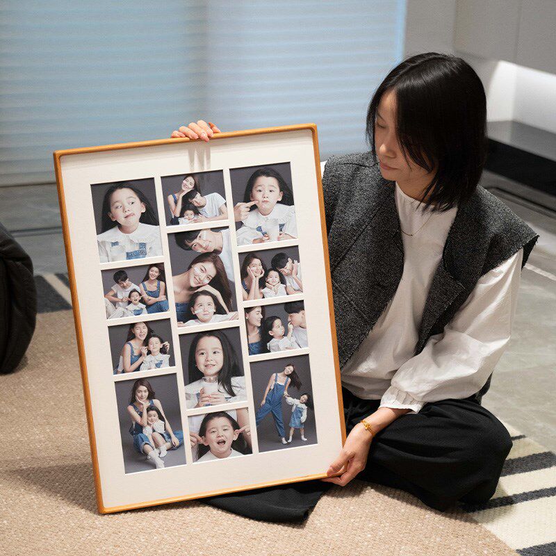 照片相框挂墙定制洗相片结婚纱宝宝艺术照打印高级感实木画框装裱