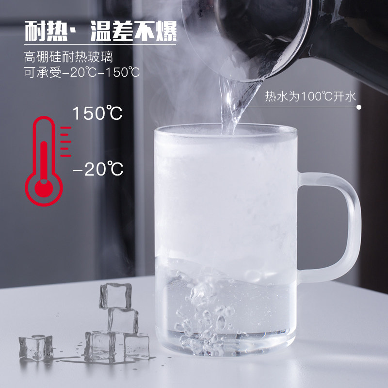 耐热玻璃杯带把茶水分离过滤杯子男女办公室泡茶杯透明带盖花茶杯