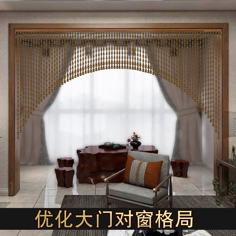 新款全桃木葫芦门帘大门对卫生间卧室隔断帘珠帘大葫芦帘子免打孔