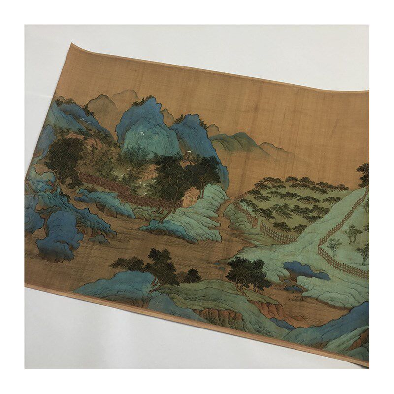 南宋 赵伯驹 辋川别墅图卷 宋画名家青绿山水长卷高清重彩装饰画