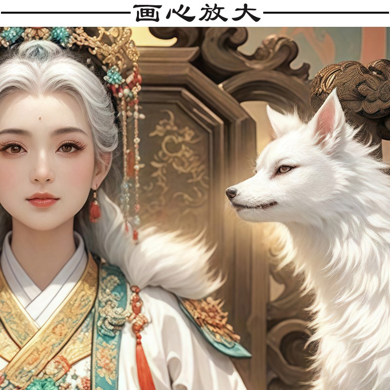 胡家仙九尾狐娘娘挂画家用客厅卷轴画出马堂口供奉九姑娘像装饰画