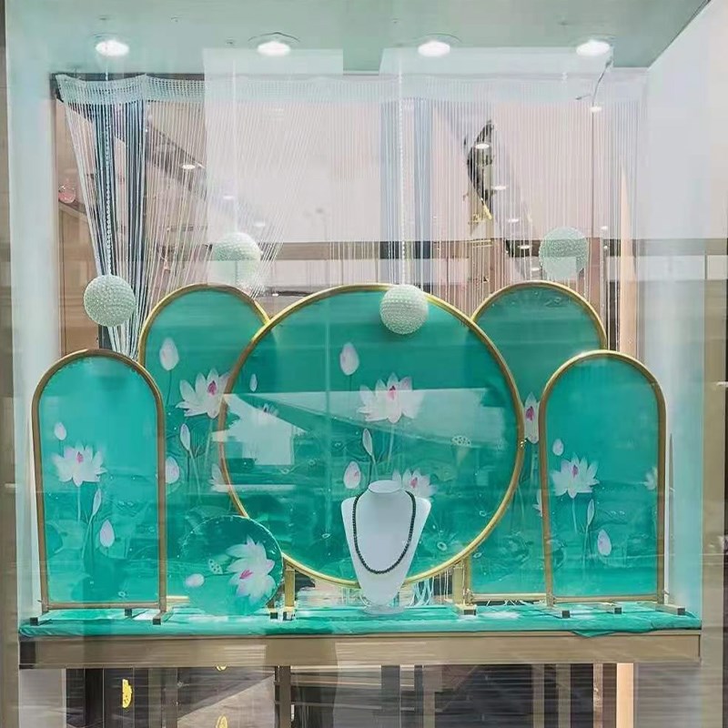 七夕夏季橱窗装饰摆件创意展示网红陈列金店珠宝店场景布置道具蓝