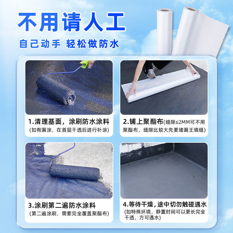 防水布聚酯布防水专用无纺布防水补漏材料裂缝涂料修补辅料网格布