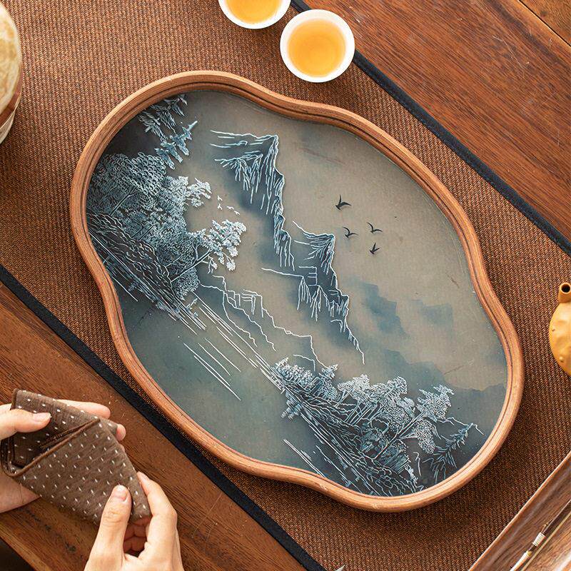 至香檀[玻璃棠14接灰盘海]中式插不落精致高级托灰托盘线线香香炉