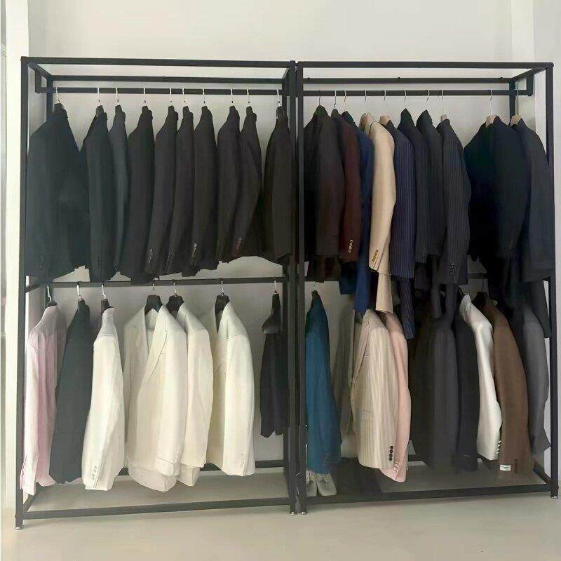 服装店示架男装子挂衣架礼西服双层展架影楼服挂杆落地484式婚纱