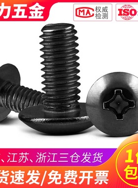 黑色TM大扁头十字螺丝螺钉螺栓大头M4M3*6x8x10x12x14x16x20x30mm