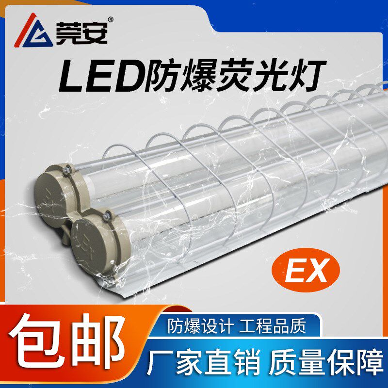 国标T8防爆灯 1.2米单双管工厂隔爆灯罩40W全套日光三防支架灯