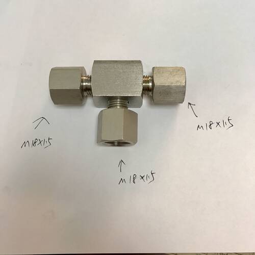 M18x1.5 分体式内丝三通接头 不钢内螺纹三通 可拆卸式 材质304