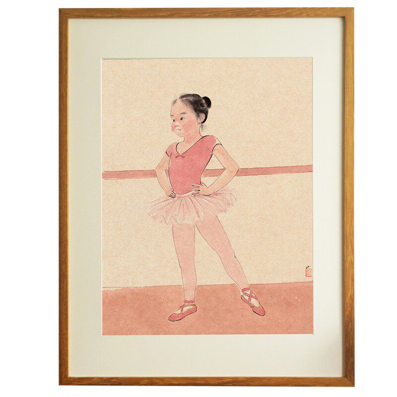 一二山皇小小 小舞者 新中式水墨画客厅装饰画玄关挂画配电箱竖画