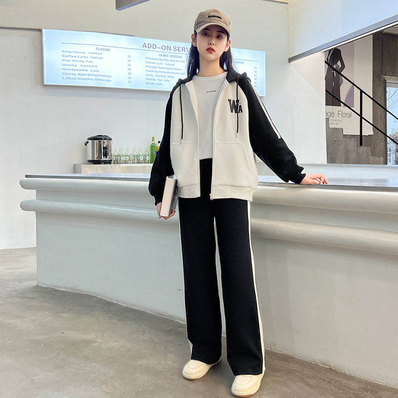 女大童春装套装2024新款儿童洋气女孩网红休闲初中学生女童两件套