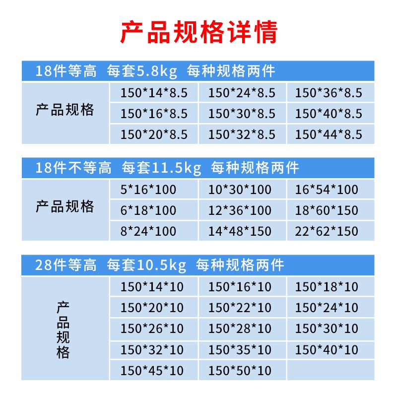 加硬高精密铣床垫块18件等高平行块不等高虎钳垫铁机床平口钳包邮