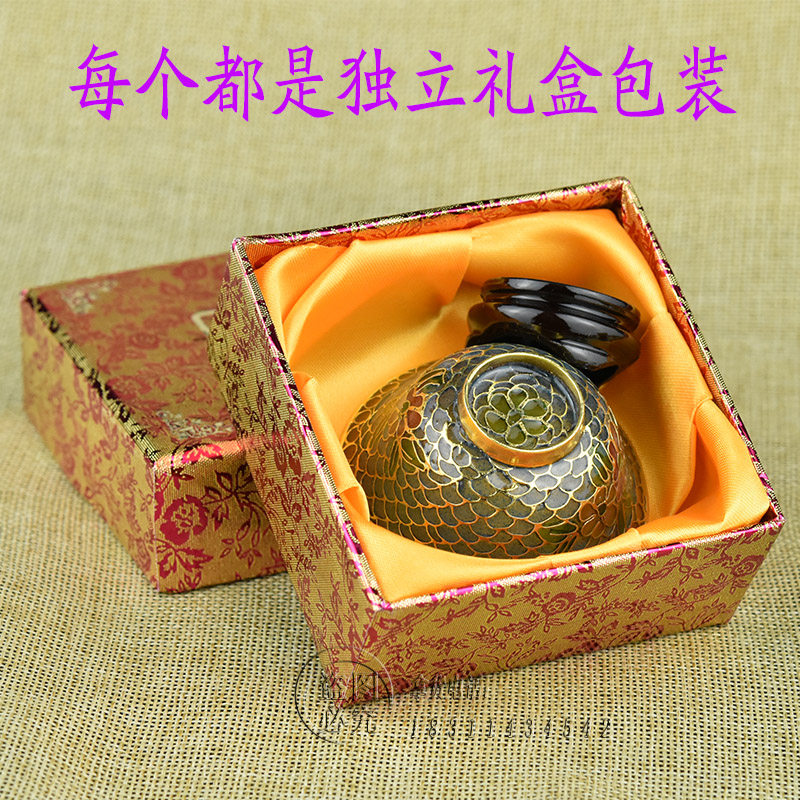 景泰蓝脱胎透明蓝小碗摆件北京特色传统手工艺品酒杯茶具佛具供碗