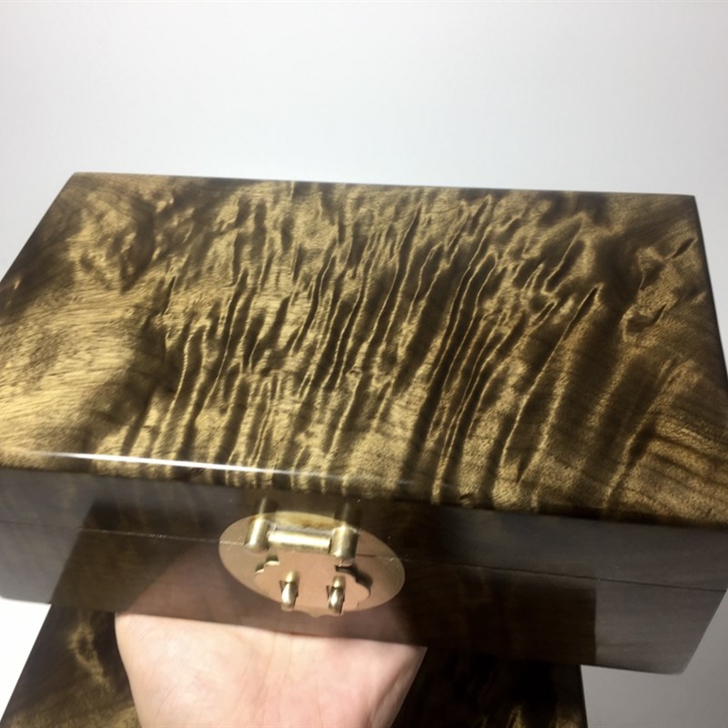 阴沉金丝楠木首饰盒珠宝盒小叶桢楠乌木水波闪电纹天然香味隼卯