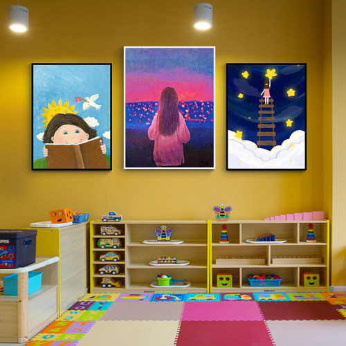 幼儿园教室布置墙面绘本装饰画儿童房男女孩卧室挂画可爱卡通壁画