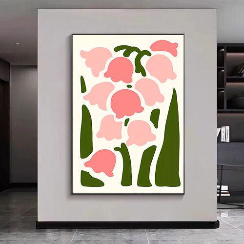 简约卡通可爱北欧风花卉极简复古玄关挂画小众桌面画卧室房装饰画