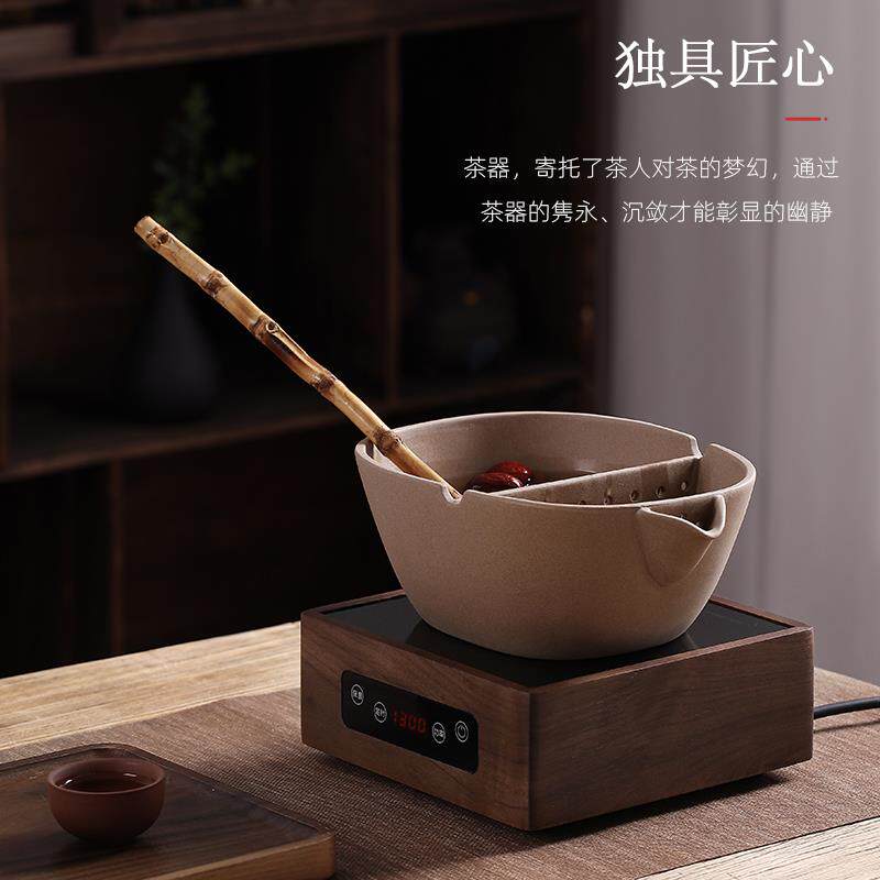 陶瓷煮茶器黑晶炉古法泡茶碗日式老白茶碗泡法麦饭石煮茶碗罐罐茶