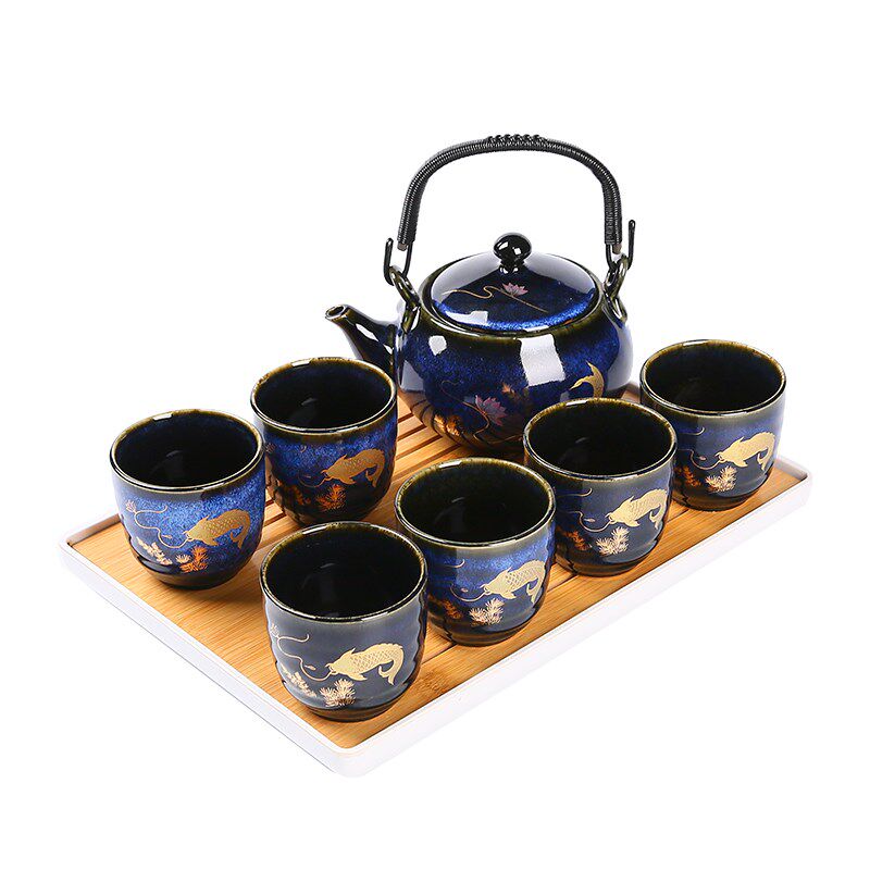 窑变茶壶茶具套装家用陶瓷中式提梁壶功夫茶泡茶器茶杯整套带过滤