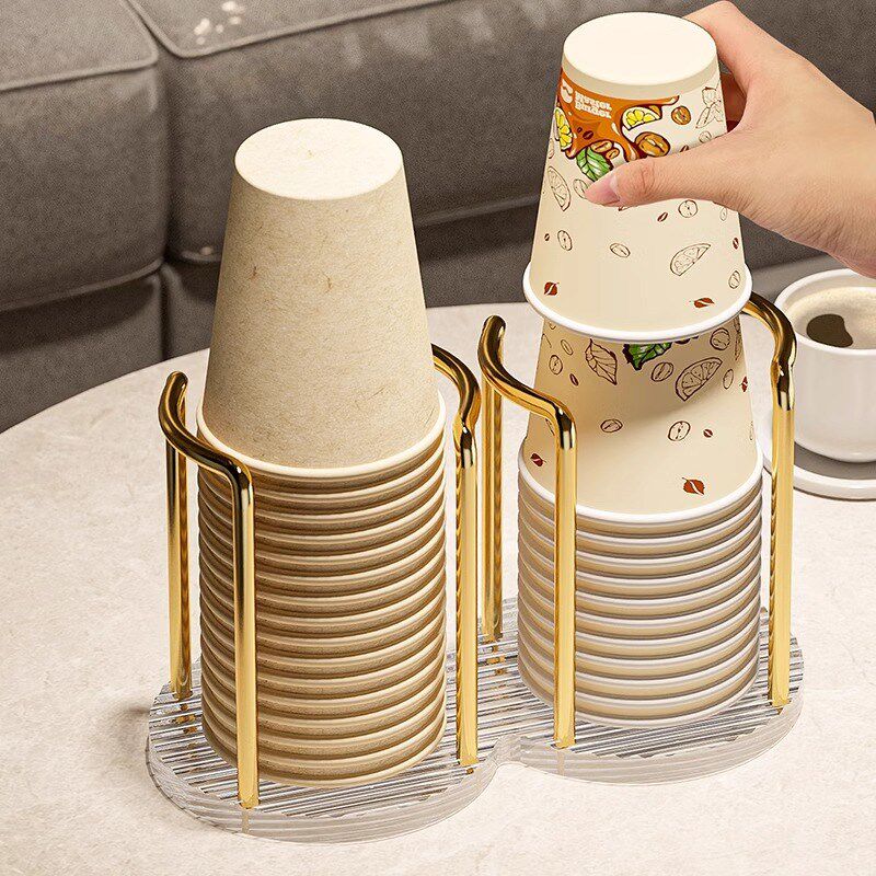 亚克力双杯位杯架 轻奢金风格桌杯架