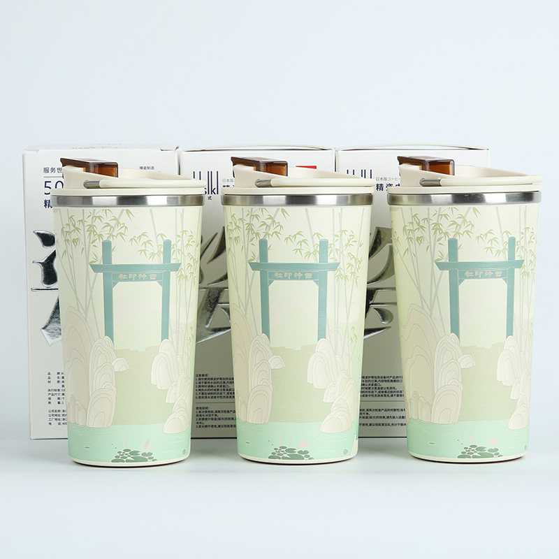 西泠文房精瓷保温保冷杯随行外带咖啡杯带盖陶瓷内胆防漏便携杯子