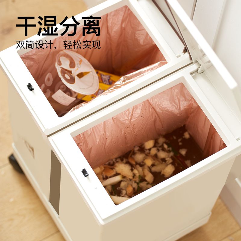 垃圾分类干湿分离拉圾桶家用多桶带盖客厅大号厨房双层脚踩可移动