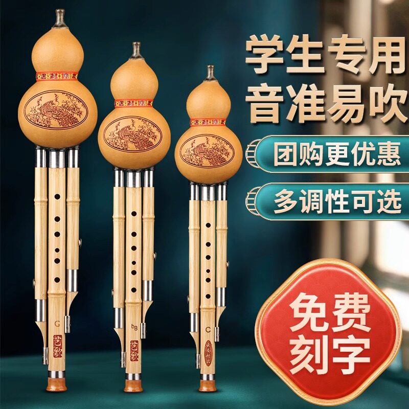 葫芦丝C调降B调金丝楠竹初学者儿童成人专业演奏小学生专用D/F/G