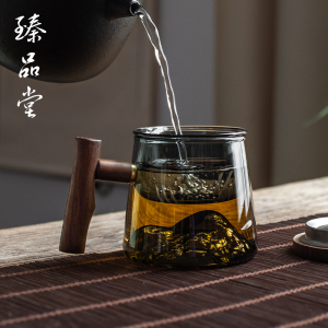 臻品堂玻璃泡茶杯茶水分离家用喝茶杯子个人专用水杯办公室茶道杯