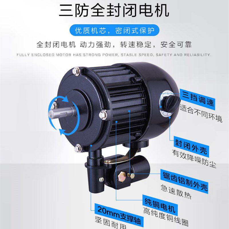 绿益工业风扇商用大功率壁挂式电风扇落地扇全封闭防水防尘牛角扇