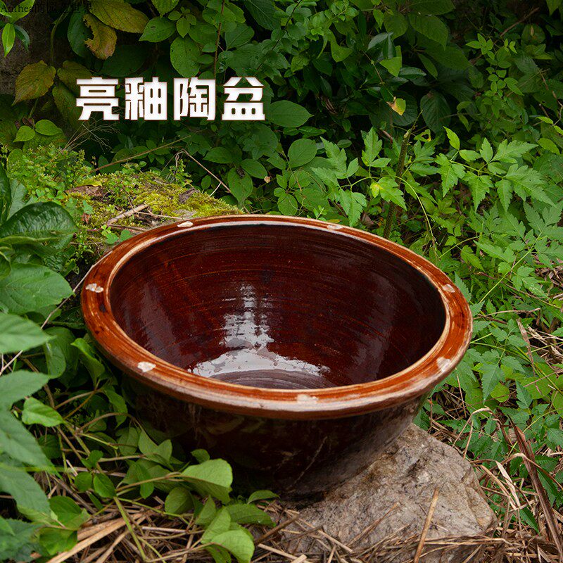 土陶盆盆粗陶大盆子花盆莲花盆手工水景缸陶缸面盆晒酱复古