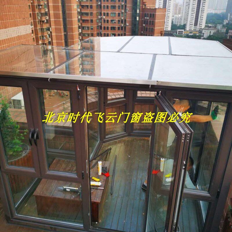 夹胶中空钢化玻璃阳光房,防冰雹玻璃地面护栏钢结构烤漆制作花园