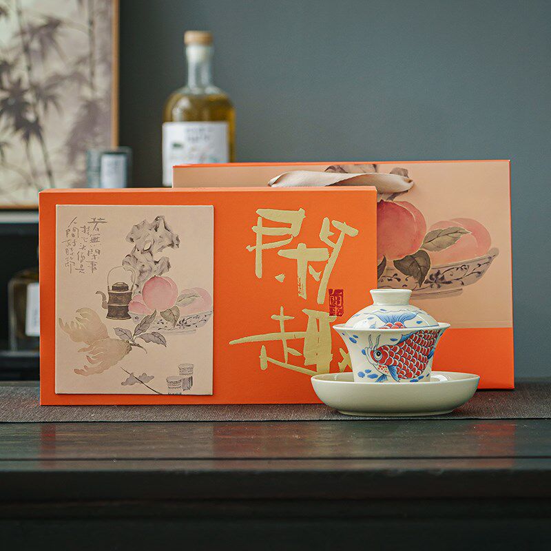 金玉满堂盖碗茶杯家用高端复古单个敬茶碗精品功夫茶具泡茶碗礼盒