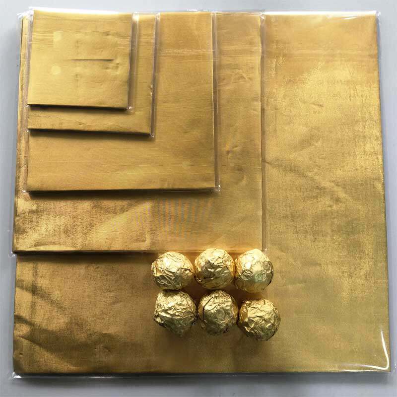 加大号茶叶饼沱茶用包装锡纸 金色压纹细格纹锡箔纸 45*45cm100张