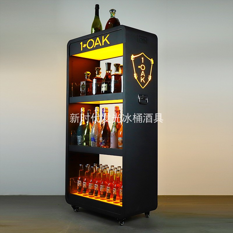 酒吧发光酒柜三层KTV清吧洋酒香槟红酒啤酒黑桃A移动展示酒架酒具