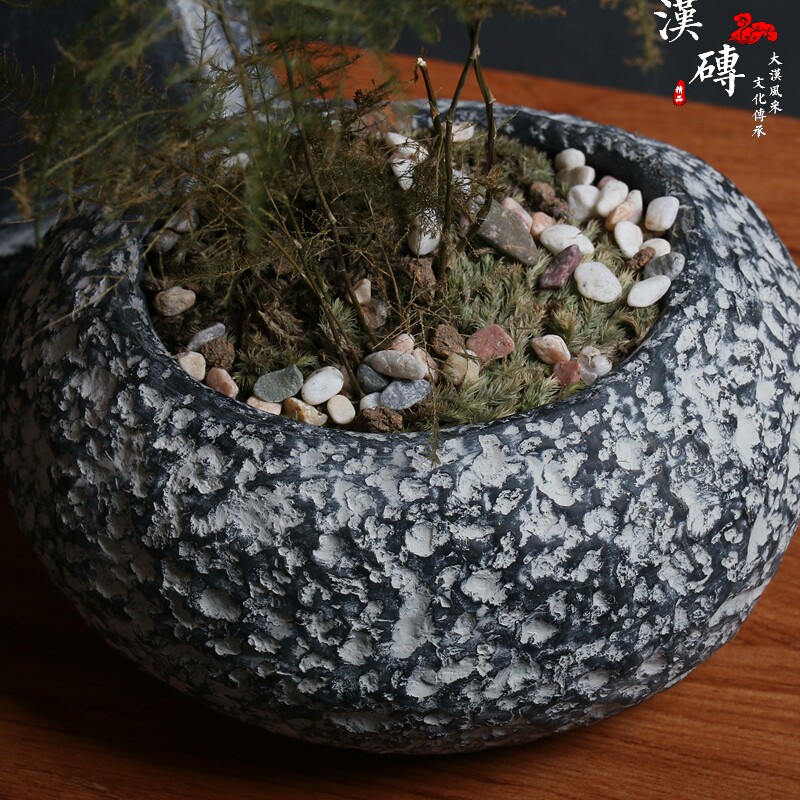 仿石头水泥花盆绿萝水培容器无孔花盆
