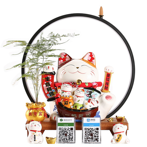 特大号招手招财猫摆件创意店铺开业礼品收银台酒店自动摇手发财猫