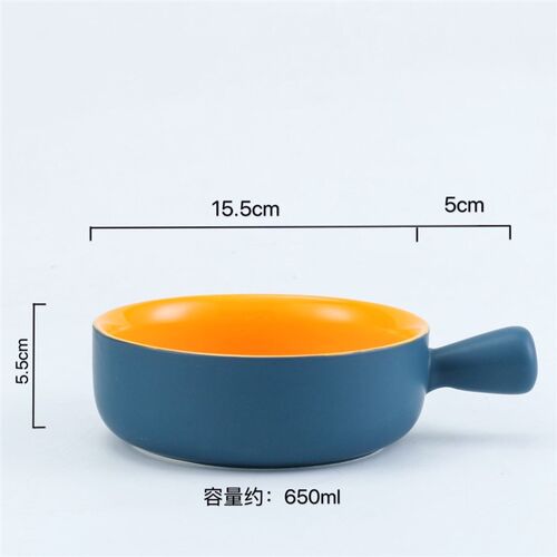 北欧家用陶瓷碗早餐烘焙碗带手柄水果盘焗饭碗烤碗芝士沙拉泡面碗